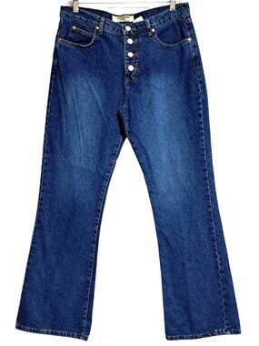 Vintage Paris Blues Flare Jeans Womens Size 13 Button-Fly Dark Blue 100% Cotton